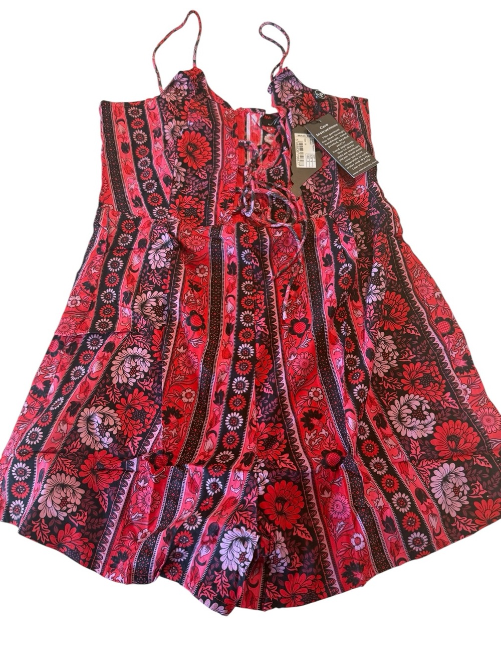 Motel Rocks Red Floral Print Strappy Romper - Picture 14 of 15